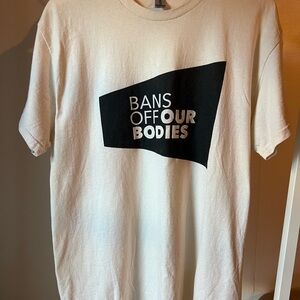 ‘Bans Off Our Bodies’ White Vintage Graphic Tee - Size L
